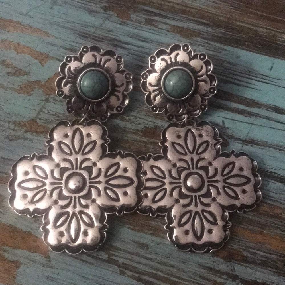 Turquoise Cross Earrings